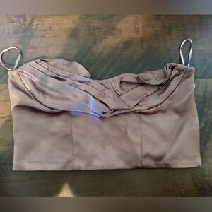 Cropped corset like top in dark champagne
